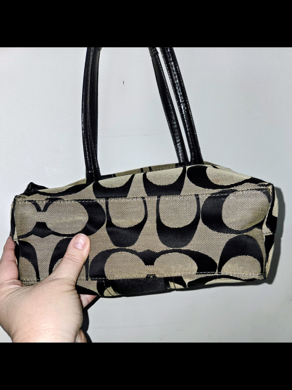 Coach Black and Tan Signature Canvas Tote - Picture 8 of 14